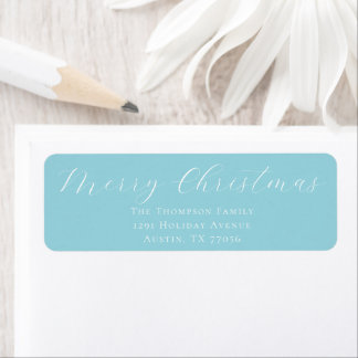 Étiquette Merry Christmas Icy Blue Return Address Label