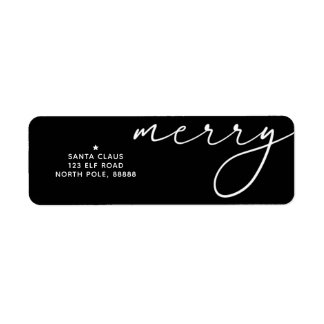 Étiquette Merry Elegant Christmas Black & White Themed Label