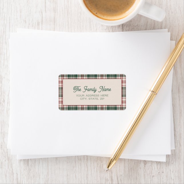 Étiquette Merry Mail - Plaid Address Label (En situation)