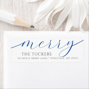 Étiquette MERRY Script Festive Noël Adresse de retour