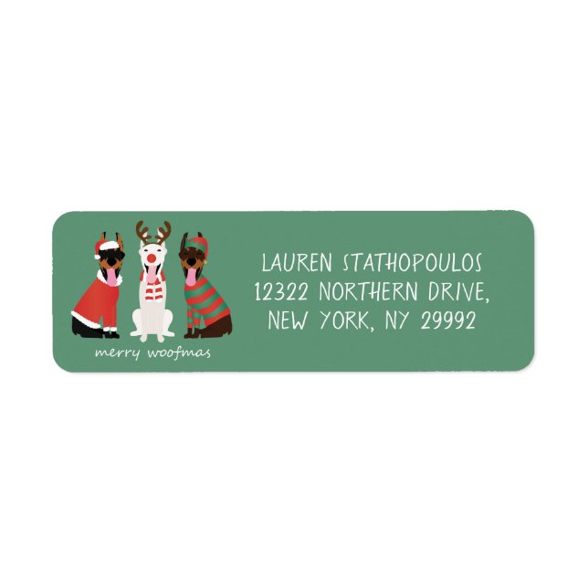 Étiquette Merry Woofmas Dobermann Chiens de Noël (Devant)