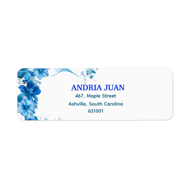 Étiquette Mesmerizing Blue Floral Return Address Labels (Devant)