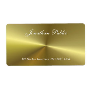 Étiquette Metallic Gold Look Elegant Script Trendy Template