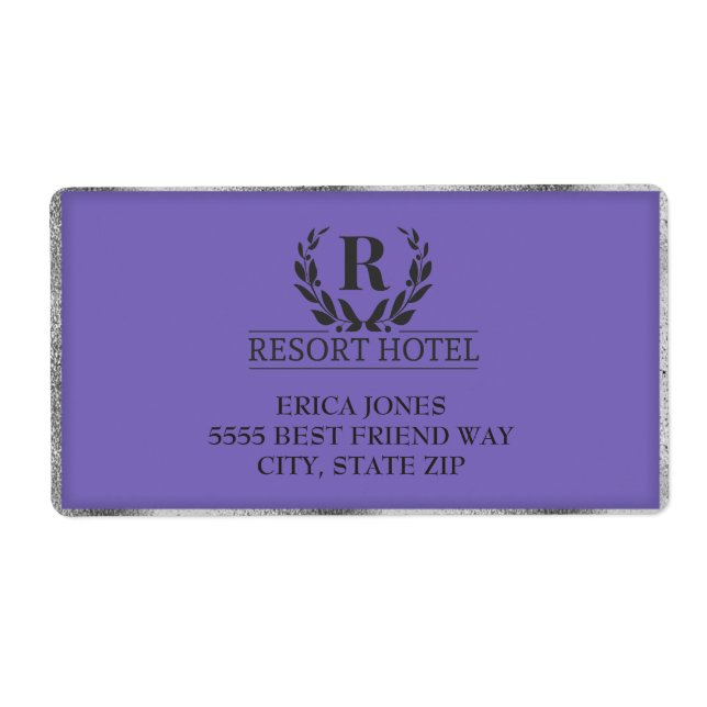 Étiquette Métallic violet et argent Ajouter logo et Arrière  (Devant)