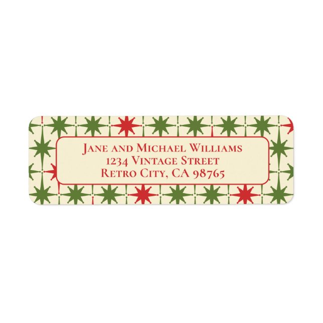 Étiquette Mi-Siècle moderne Atomique étoiles Rétro Noël (Devant)