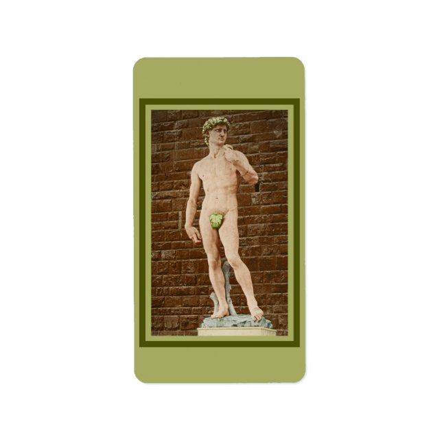 ÉTIQUETTE MICHELANGELO DAVID AVEC FEUILLES DE FIGURE (Devant)