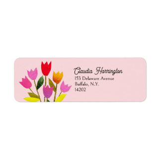 Étiquette MidCentury Modern Tulip Pastel Rose Adresse de ret