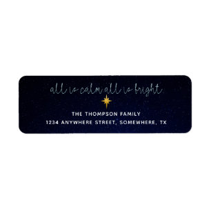 Étiquette Midnight Blue All Is Calme Christmas Star Adresse