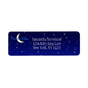 Étiquette Midnight Blue Over the Moon Baby shower Adresse