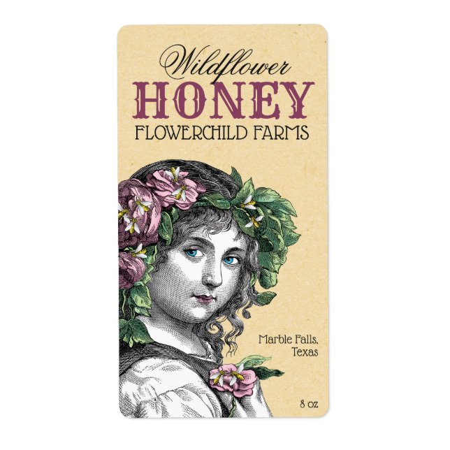 Étiquette Miel abeilles et Roses (Devant)