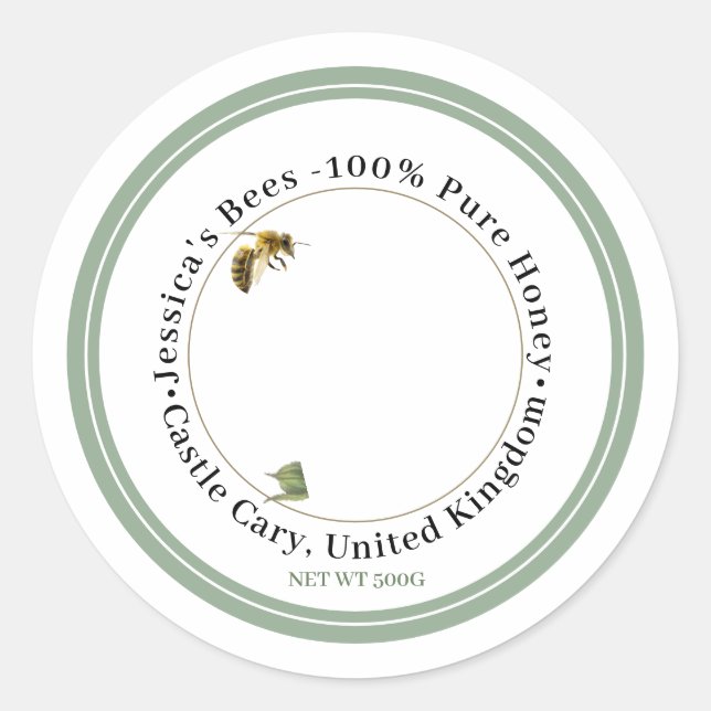 Étiquette miel avec Fleur sauvage et abeille à mie (Devant)