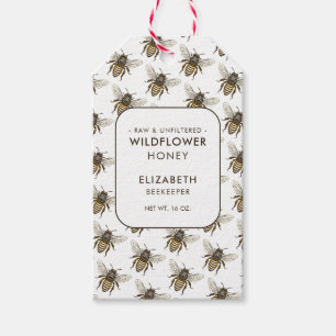 étiquette miel fleur sauvage avec motif d'abeille