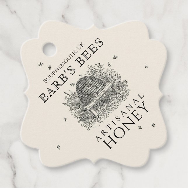 Étiquette miel ivoire (Abeilles Vintages Carrés fa (Devant)