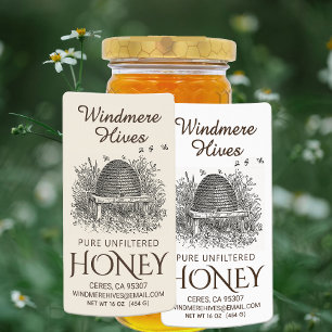 Étiquette Miel Vintage Skep avec abeilles Expédition Étiquet