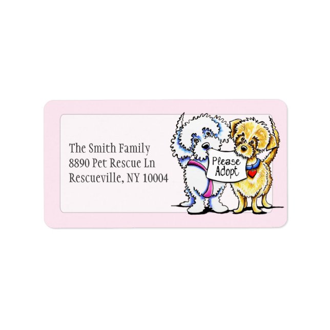 Étiquette Mighty Mutts S'Il Vous Plaît Adopter Studio Rose (Devant)