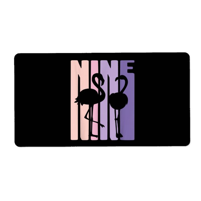 Étiquette Mignon 9 Anniversaire Cadeau I Flamant rose I 9 An (Devant)