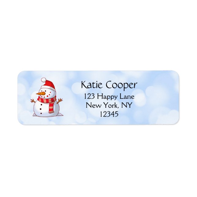 Étiquette Mignonne bonhomme de neige de Noël (Devant)