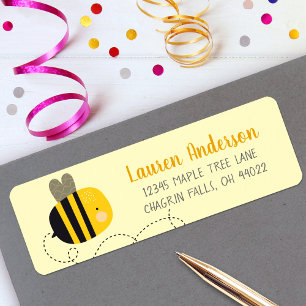 Étiquette Mignonne Douce Abeille Jaune Kawaii Adresse de Bab