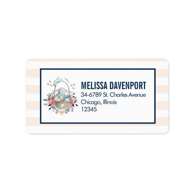 Étiquette Mignonne lapin dans un panier avec des oeufs et de (Devant)