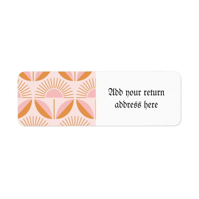 Étiquette Mignonne, orange, pêche, rétro, motif floral, vint (Devant)