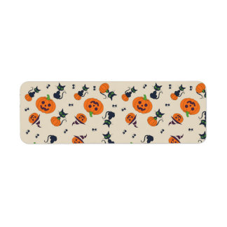 Étiquette Mignons citrouilles d'Halloween et motif de chats