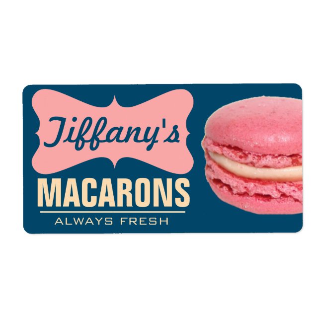 Étiquette Mignons Macarons Français Roses | Macarons Faits M (Devant)