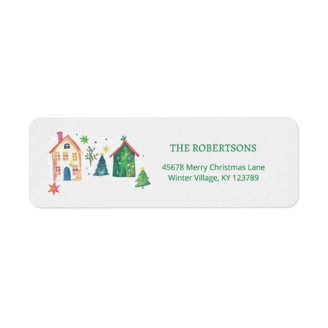 Étiquette Mignons Maisons de Noël Retourner l'adresse Étique (Devant)