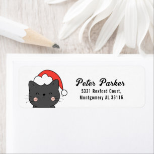 Étiquette Mini Cute Père Noël Cat Noël Adresse de retour