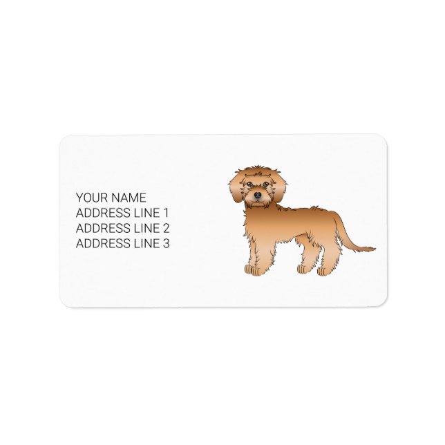 Étiquette Mini Goldendoodle abricot Chien de dessin animé &  (Devant)