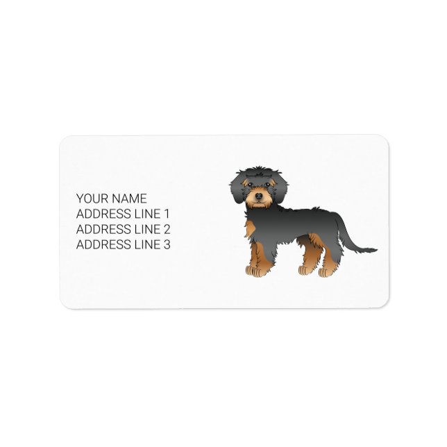 Étiquette Mini Goldendoodle noir et fauve Chien de dessin an (Devant)