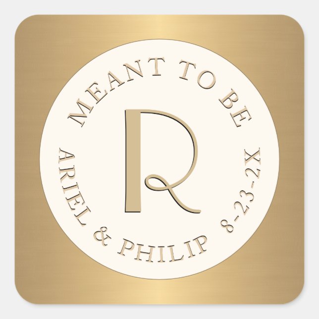 Étiquette Mini Monogramme avec Date de Mariage Pré (Devant)