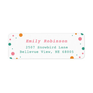 Étiquette Mini rose orange vert points colorés Adresse