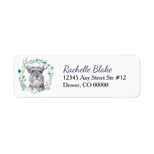 Étiquette Miniature Schnauzer Dog Wreath Adresse de retour