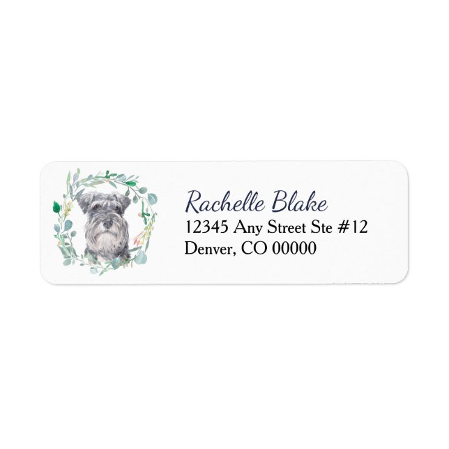 Étiquette Miniature Schnauzer Dog Wreath Adresse de retour (Devant)