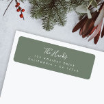 Étiquette Minimal Forest Green Scandi Return Address<br><div class="desc">A stylish modern holiday return address label with a handwritten script font for your family name in white with a forest green feature color in a 'scandi' scandinavian design style. The name and address can be easily customized for a personal touch. A trendy, minimalist and contemporary design to stand out...</div>