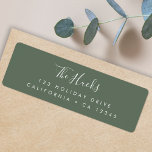 Étiquette Minimal Forest Green Scandi Return Address<br><div class="desc">A stylish modern holiday return address label with a handwritten script font for your family name in white with a forest green feature color in a 'scandi' scandinavian design style. The name and address can be easily customized for a personal touch. A trendy, minimalist and contemporary design to stand out...</div>