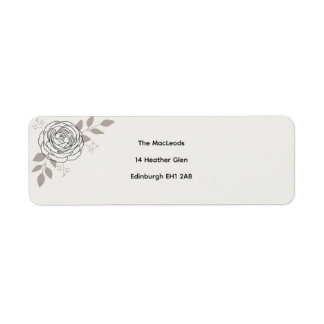 Étiquette Minimal Rose Line Art Botanical
