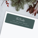 Étiquette Minimal Scandinavian Forest Green Return Address<br><div class="desc">A stylish modern holiday return address label with a handwritten script font for your family name in white with a dark forest green feature color in a 'scandi' scandinavian design style. The name and address can be easily customized for a personal touch. A trendy, minimalist and contemporary design to stand...</div>