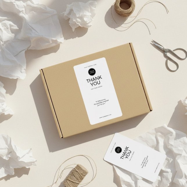 Étiquette Minimal Thank You Shipping Label with Logo  (Créateur téléchargé)