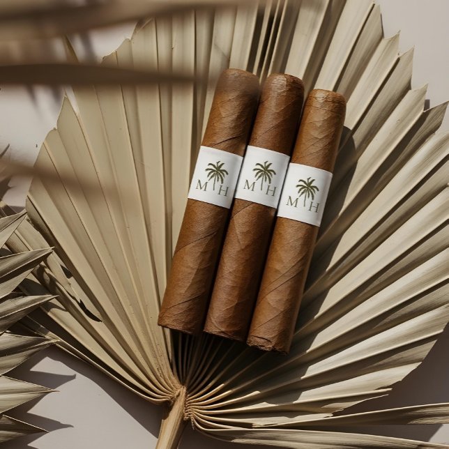 Étiquette Minimal Tropical Palm Tree Monogram Cigar Bands (Minimal Tropical Palm Tree Monogram Cigar Bands Label)