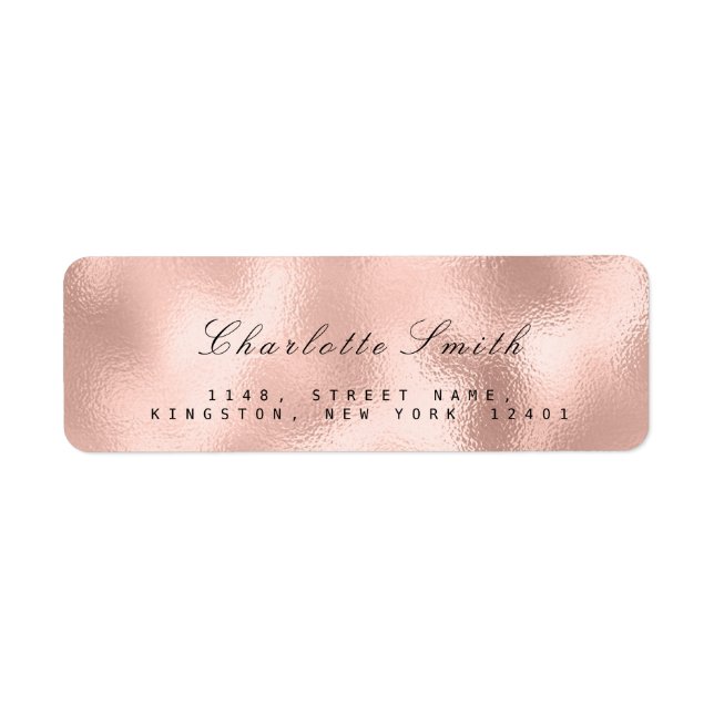 Étiquette Minimalisme Rose Rose Gold Adresse de retour RSVP (Devant)
