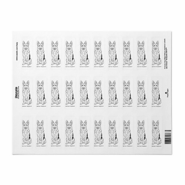 Étiquette Minimalist German Shepherd Dog Line Art  (Feuille entière)