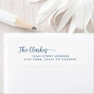 Étiquette Minimalist Navy Blue Family Stationery