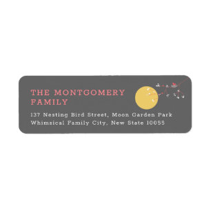 Étiquette Minimalist Pink Nesting Birds & Family Address