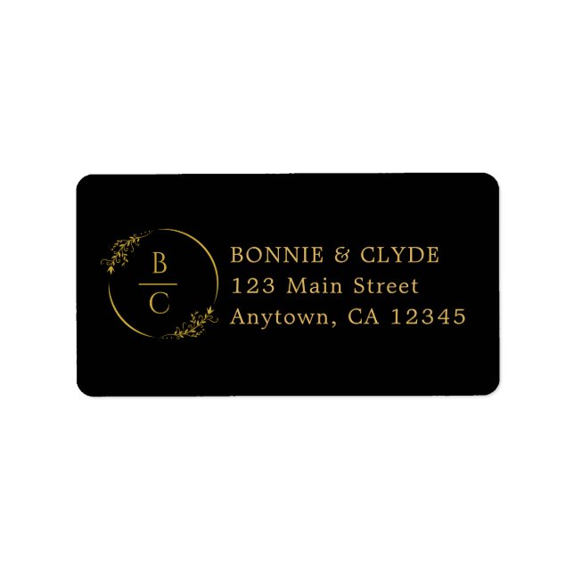 Étiquette Minimalist Stylish Black Mailing Label Design (Devant)