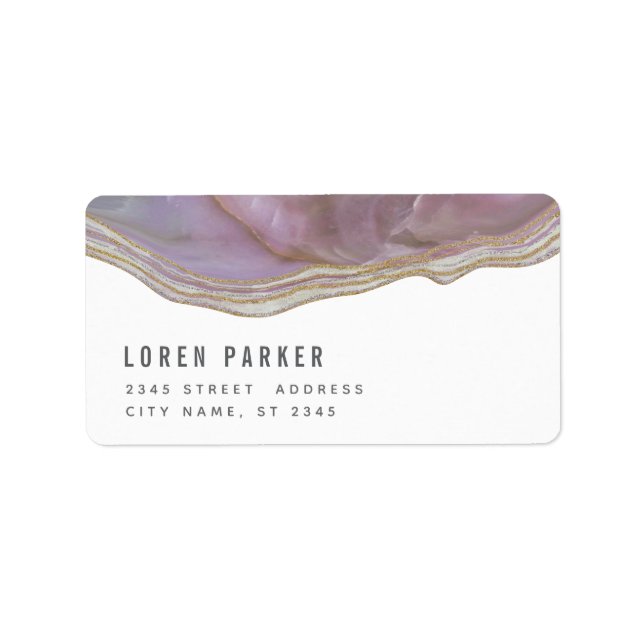 Étiquette Minimalist trendy lavender marble agate label (Devant)