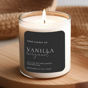 Étiquette minimaliste à bougie noire
