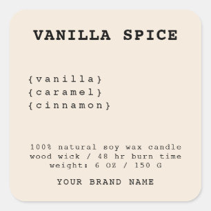 Étiquette minimaliste aux bougies beiges