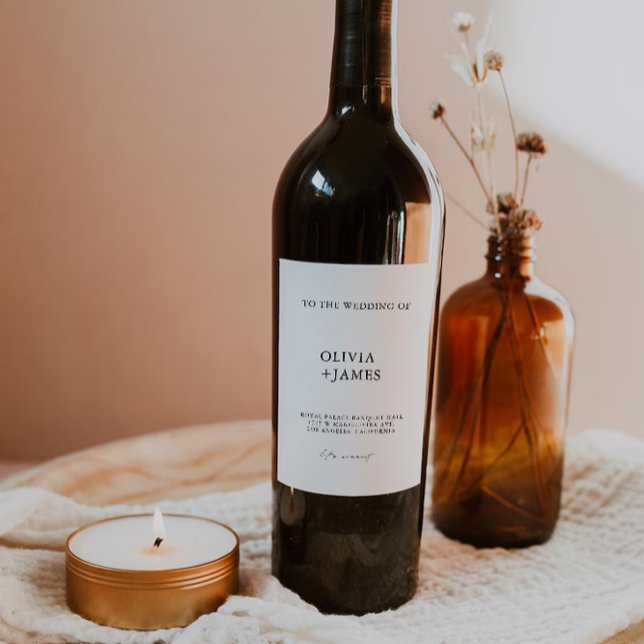 Étiquette minimaliste bouteille de vin Modèle (Minimalist wine bottle label Template)