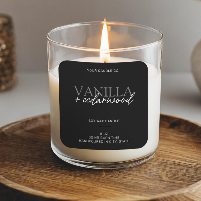 Étiquette minimaliste de bougie moderne noir (Créateur téléchargé)